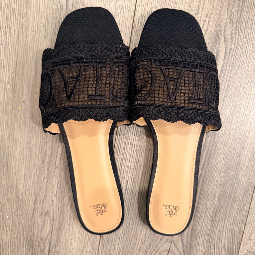 Wild Fable Black Lace Slide Sandals